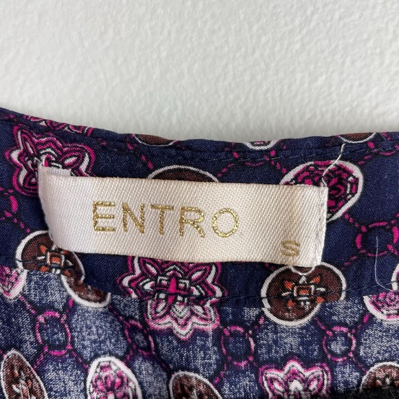 Entro Anthropologie Boho Print Lace Up Tassel Tie Tunic Shift Dress Blue Women S - Picture 5 of 6